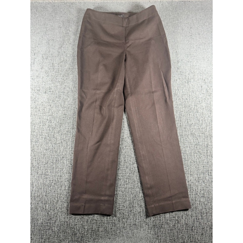 Talbots Petites Classic Slim Leg Pants Brown Side Zip Dress Trousers Womens